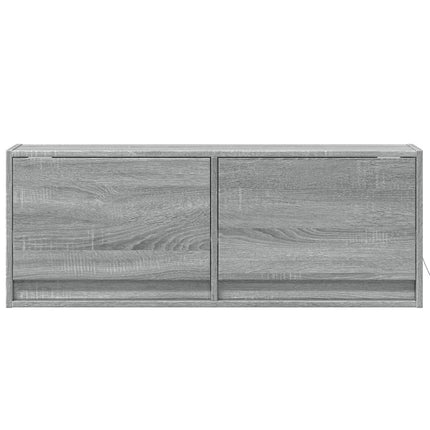 væghængt tv-bord med LED-lys 100x31x35 cm grå sonoma-eg