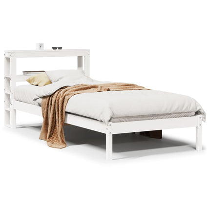 sengeramme uden madras 75x190 cm massivt fyrretræ hvid
