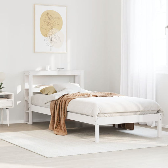 sengeramme uden madras 75x190 cm massivt fyrretræ hvid