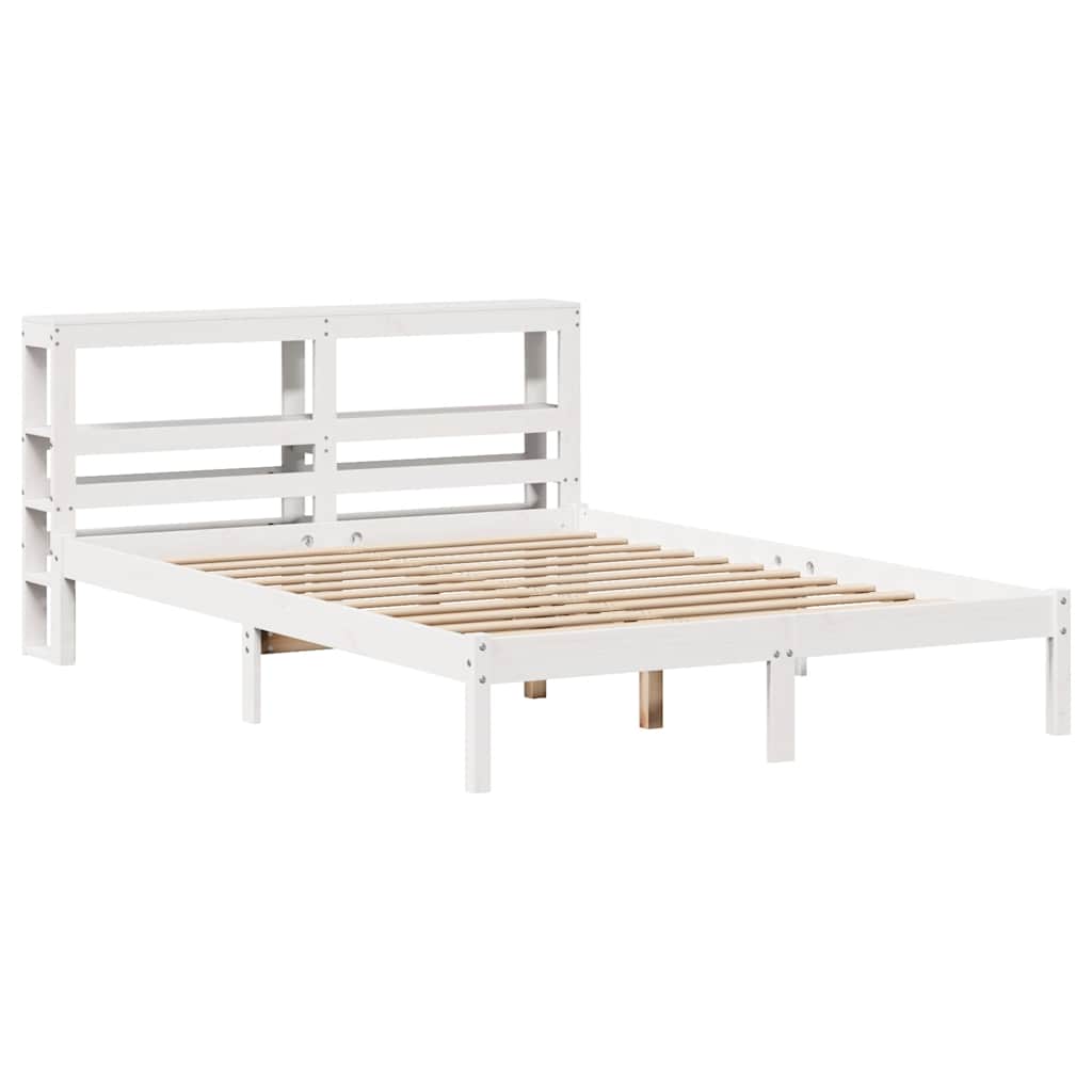 sengeramme uden madras 135x190 cm massivt fyrretræ hvid