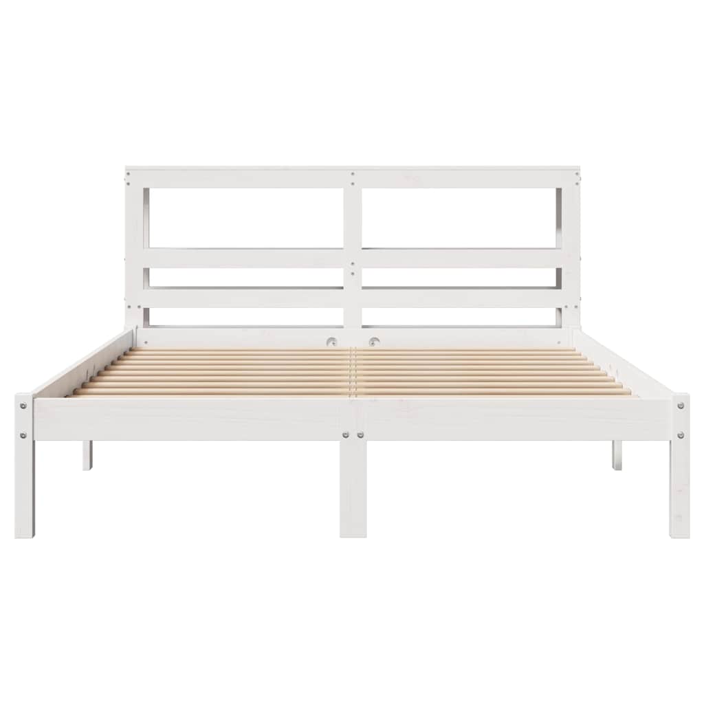 sengeramme uden madras 135x190 cm massivt fyrretræ hvid