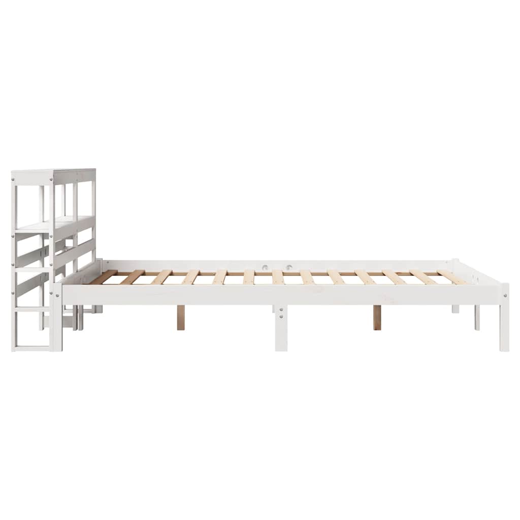 sengeramme uden madras 135x190 cm massivt fyrretræ hvid