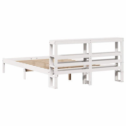 sengeramme uden madras 135x190 cm massivt fyrretræ hvid