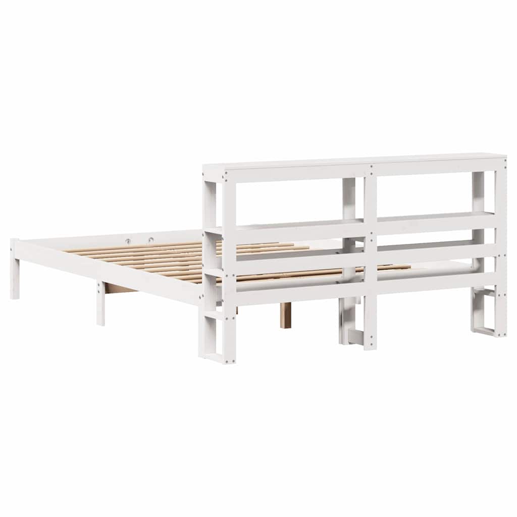 sengeramme uden madras 135x190 cm massivt fyrretræ hvid