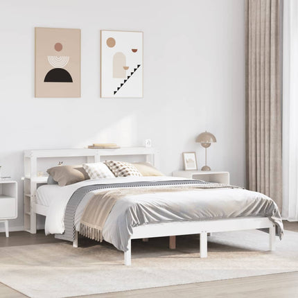 sengeramme uden madras 140x190 cm massivt fyrretræ hvid