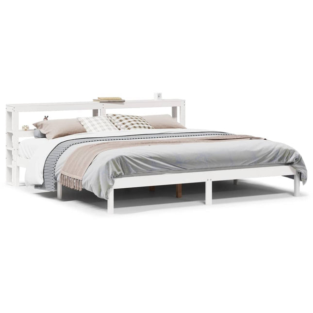 sengeramme uden madras 200x200 cm massivt fyrretræ hvid