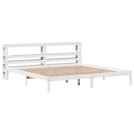 sengeramme uden madras 200x200 cm massivt fyrretræ hvid