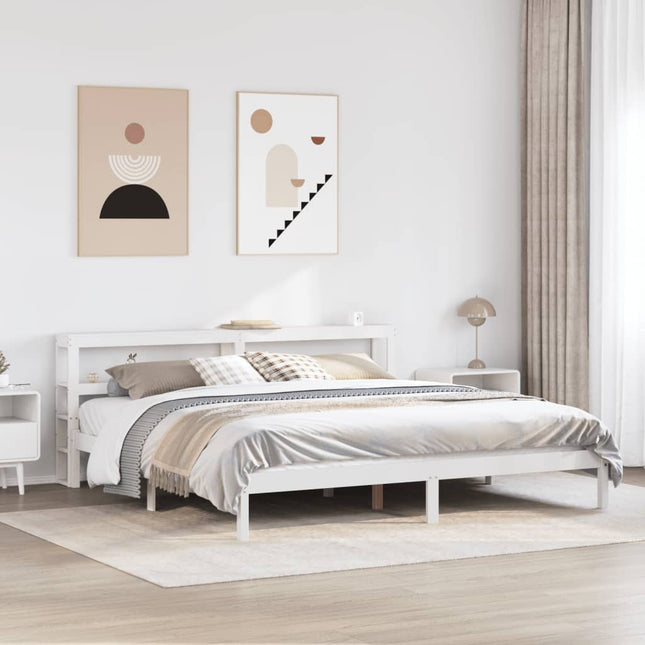 sengeramme uden madras 200x200 cm massivt fyrretræ hvid