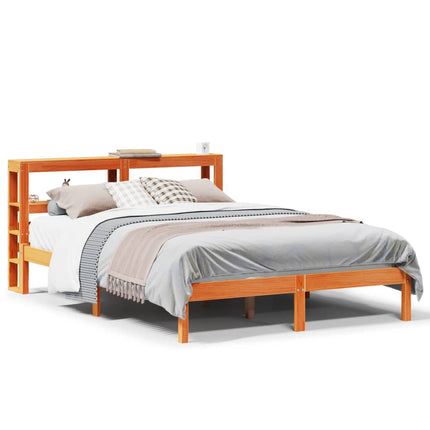 sengeramme med sengegavl 160x200 cm massivt fyrretræ gyldenbrun