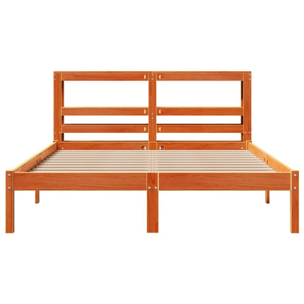 sengeramme med sengegavl 160x200 cm massivt fyrretræ gyldenbrun
