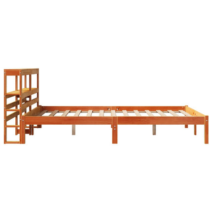 sengeramme med sengegavl 160x200 cm massivt fyrretræ gyldenbrun