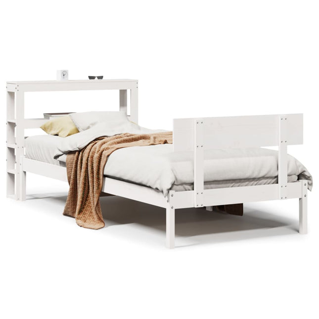 sengeramme uden madras 75x190 cm massivt fyrretræ hvid