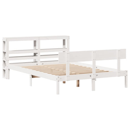 sengeramme uden madras 150x200 cm massivt fyrretræ hvid