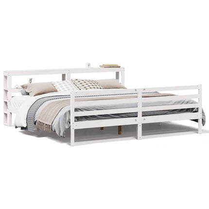 sengeramme uden madras 200x200 cm massivt fyrretræ hvid