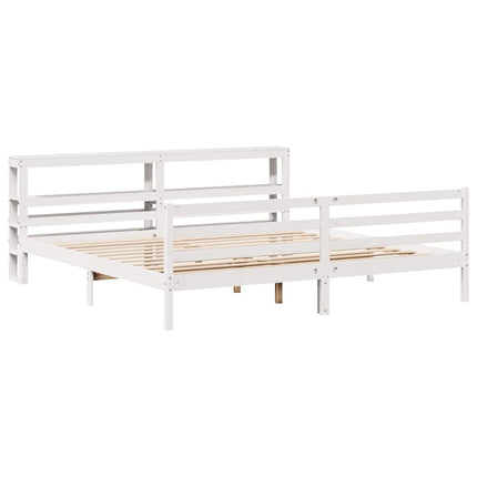 sengeramme uden madras 200x200 cm massivt fyrretræ hvid