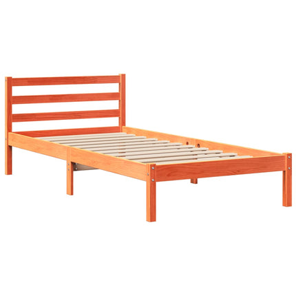 sengeramme uden madras 75x190 cm massivt fyrretræ gyldenbrun