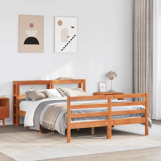 sengeramme uden madras 120x190 cm massivt fyrretræ gyldenbrun