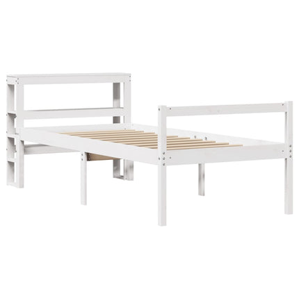 seniorseng med sengegavl 75x190 cm massivt fyrretræ hvid