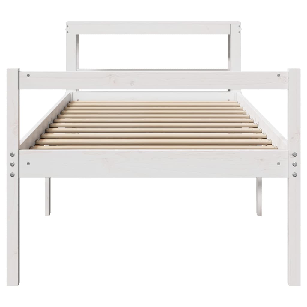 seniorseng med sengegavl 75x190 cm massivt fyrretræ hvid