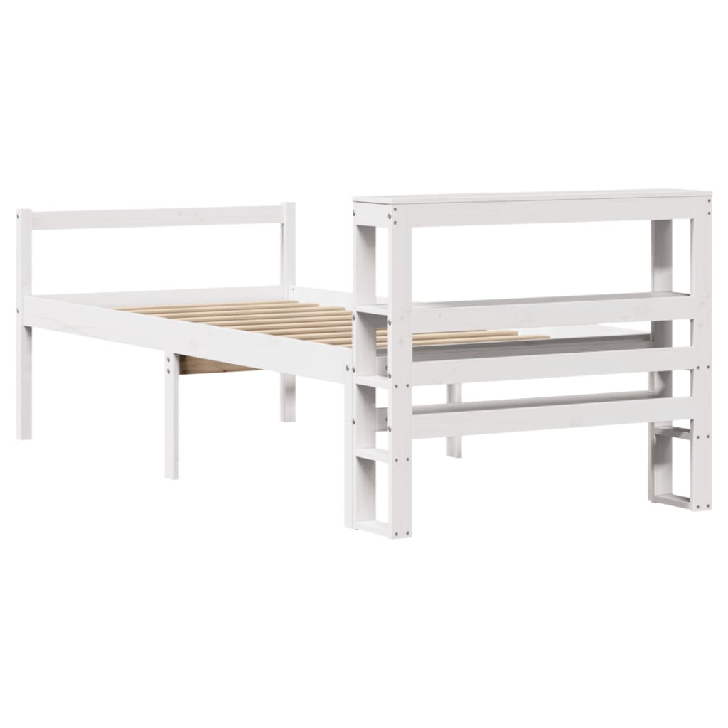 seniorseng med sengegavl 75x190 cm massivt fyrretræ hvid