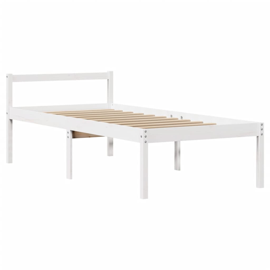 seniorseng med sengegavl 75x190 cm massivt fyrretræ hvid