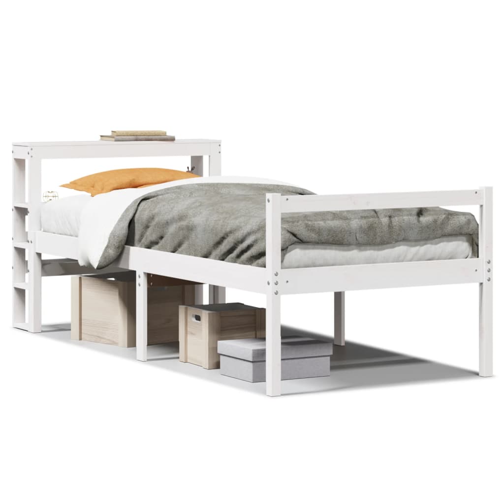 seniorseng med sengegavl 90x190 cm massivt fyrretræ hvid