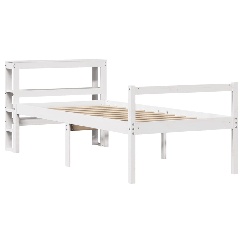 seniorseng med sengegavl 90x190 cm massivt fyrretræ hvid