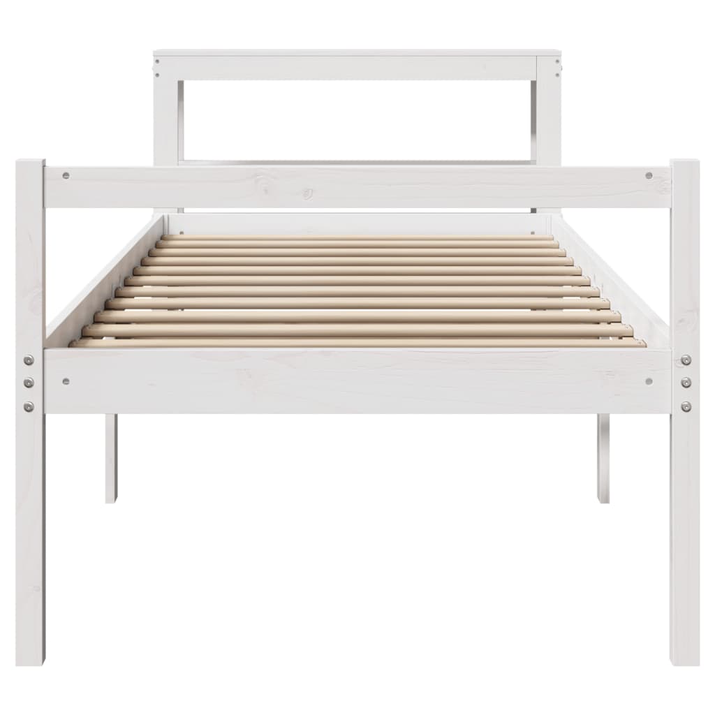 seniorseng med sengegavl 90x190 cm massivt fyrretræ hvid