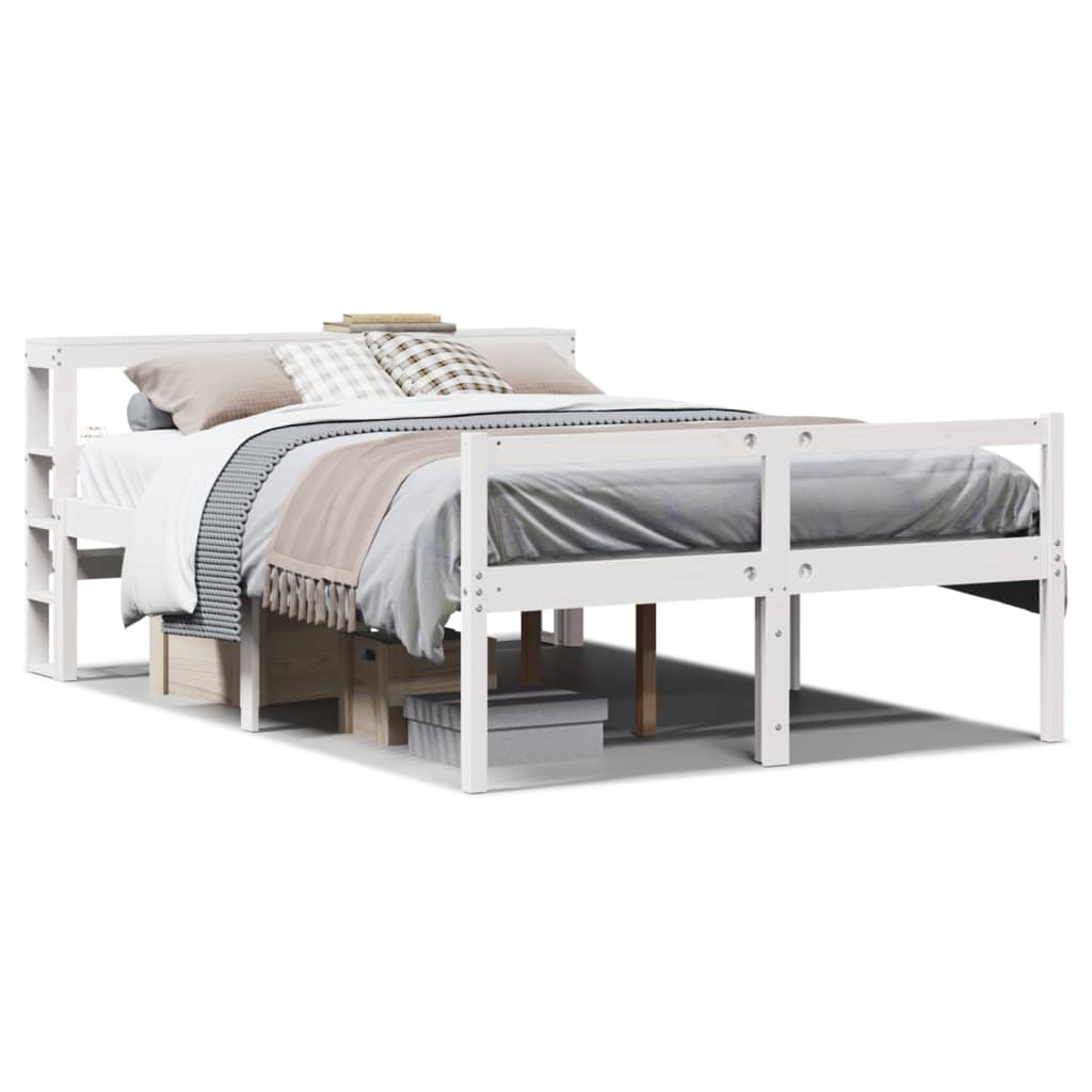 seniorseng med sengegavl 120x190 cm massivt fyrretræ hvid