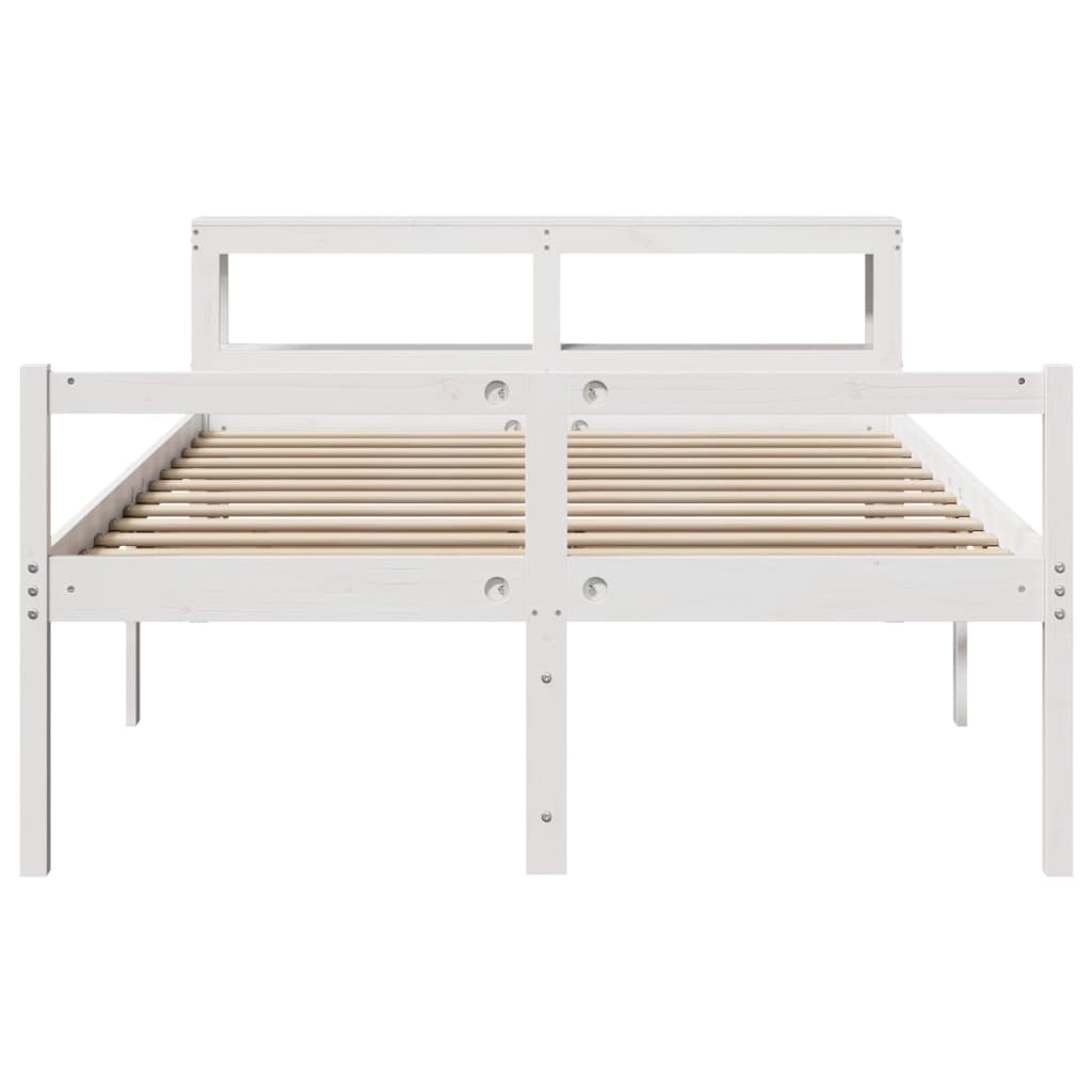 seniorseng med sengegavl 120x190 cm massivt fyrretræ hvid