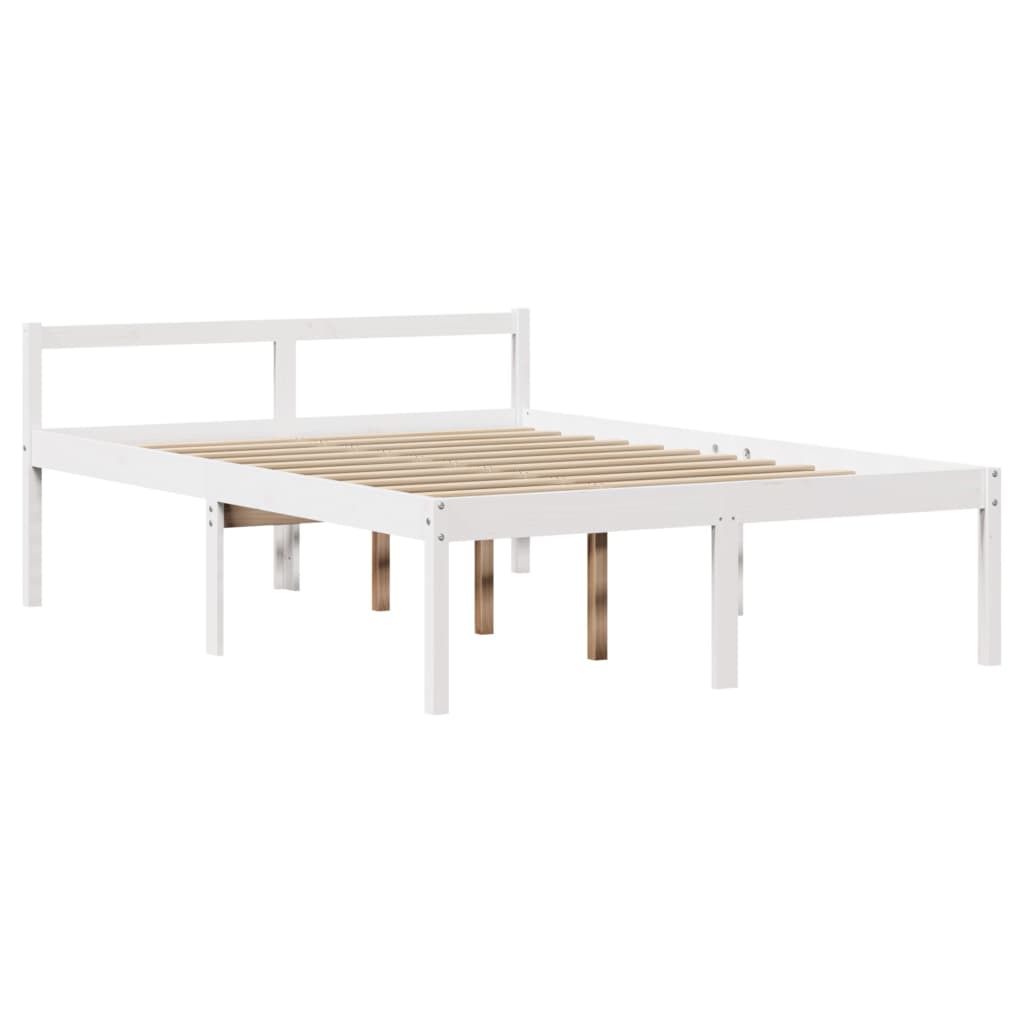 seniorseng med sengegavl 120x190 cm massivt fyrretræ hvid
