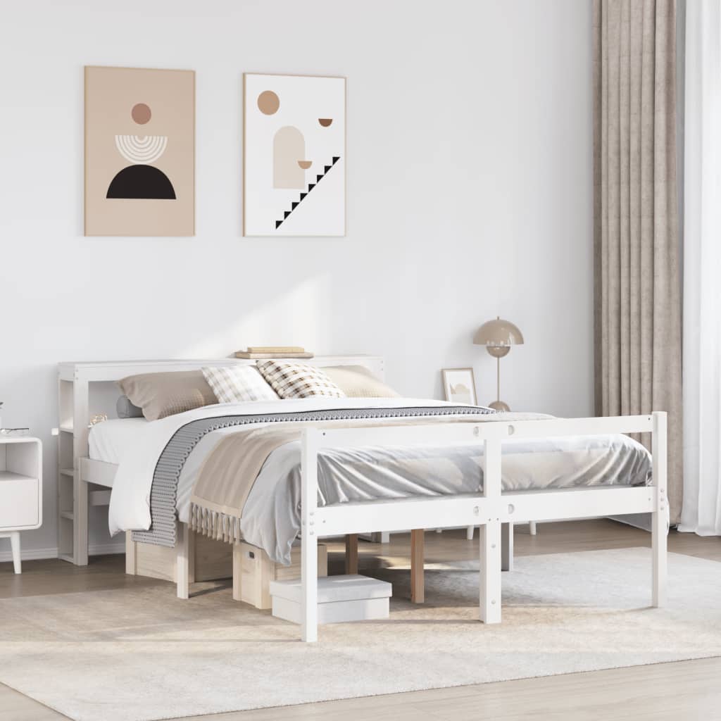 seniorseng med sengegavl 120x190 cm massivt fyrretræ hvid