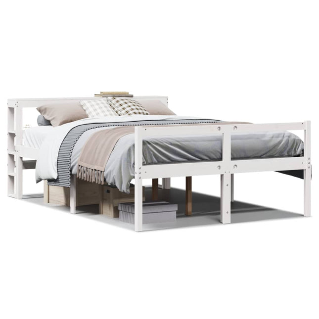 seniorseng med sengegavl 120x200 cm massivt fyrretræ hvid
