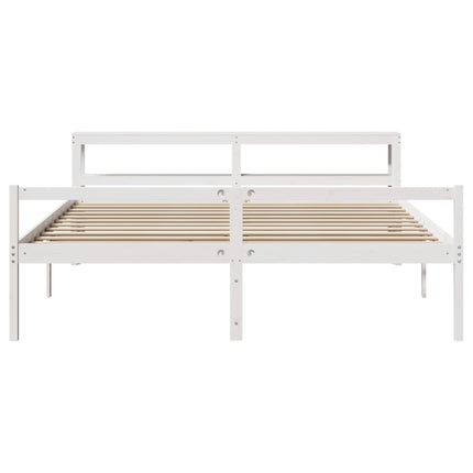seniorseng med sengegavl 180x200 cm massivt fyrretræ hvid
