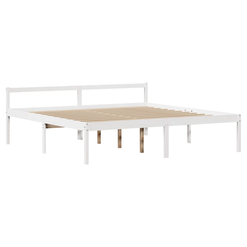 seniorseng med sengegavl 200x200 cm massivt fyrretræ hvid