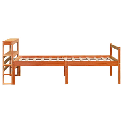 sengeramme med sengegavl 75x190 cm massivt fyrretræ gyldenbrun