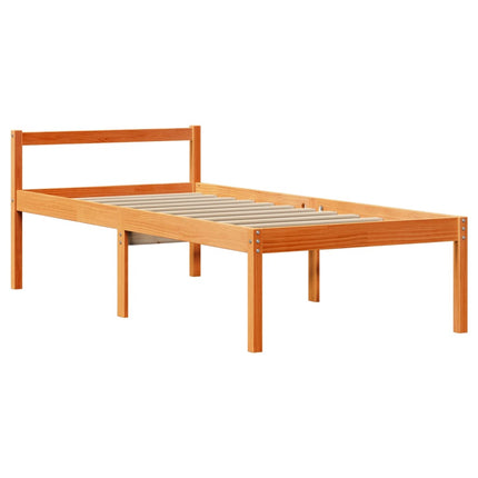 sengeramme med sengegavl 75x190 cm massivt fyrretræ gyldenbrun