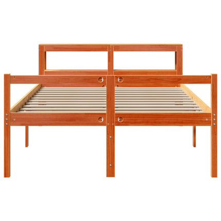 sengeramme med sengegavl 160x200 cm massivt fyrretræ gyldenbrun