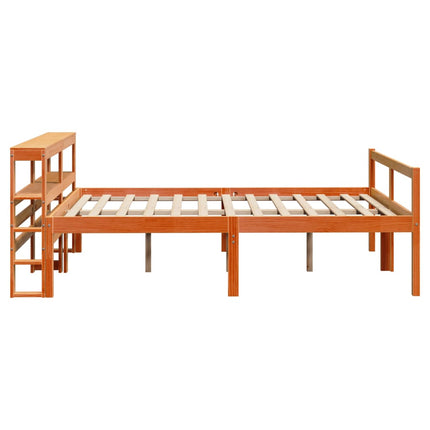 sengeramme med sengegavl 160x200 cm massivt fyrretræ gyldenbrun