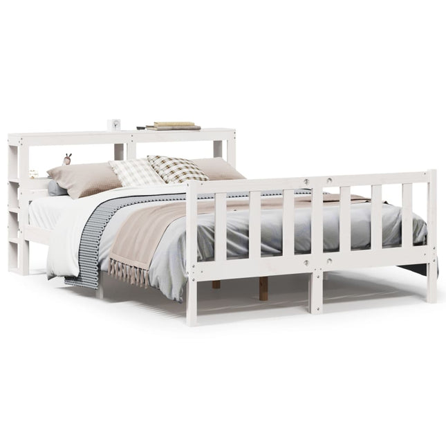 sengeramme uden madras 150x200 cm massivt fyrretræ hvid
