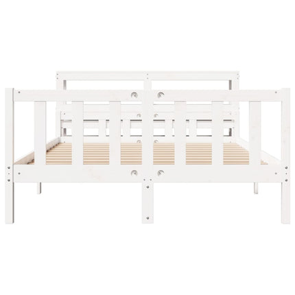 sengeramme uden madras 150x200 cm massivt fyrretræ hvid