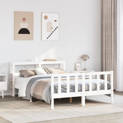 sengeramme uden madras 150x200 cm massivt fyrretræ hvid