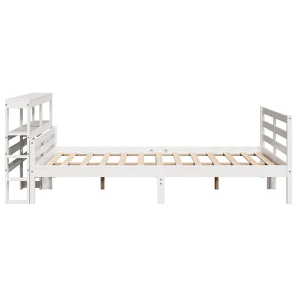 sengeramme med sengegavl 150x200 cm massivt fyrretræ hvid