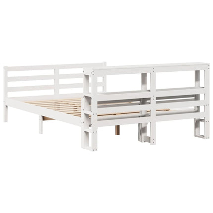 sengeramme med sengegavl 150x200 cm massivt fyrretræ hvid