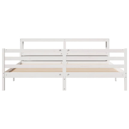 Sengeramme med hovedgærde uden madras Hvid 200x200 cm