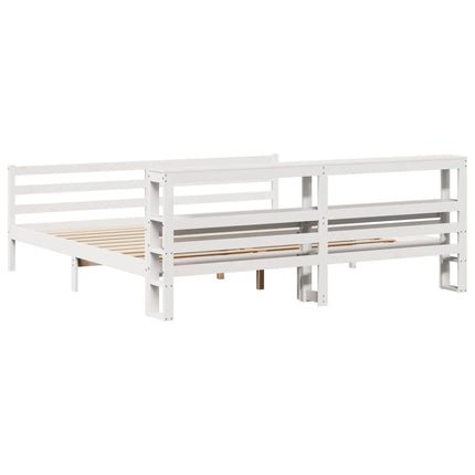 Sengeramme med hovedgærde uden madras Hvid 200x200 cm