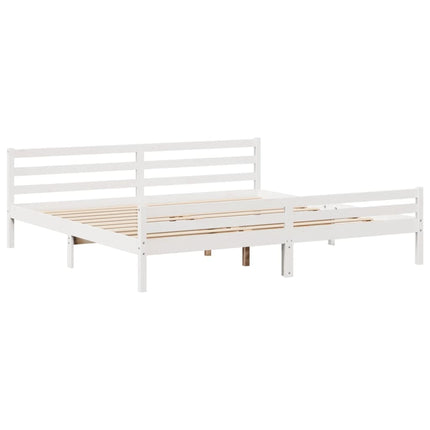 Sengeramme med hovedgærde uden madras Hvid 200x200 cm