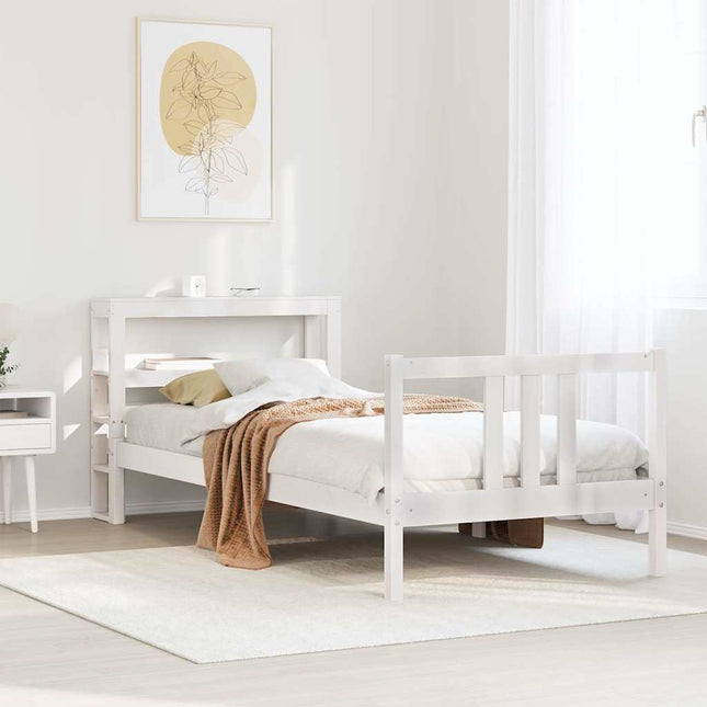 Sengeramme med hovedgærde uden madras Hvid 90x200 cm