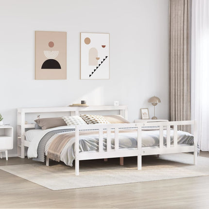Sengeramme med hovedgærde uden madras Hvid 200x200 cm