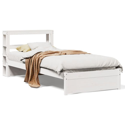 sengeramme med sengegavl 75x190 cm massivt fyrretræ hvid
